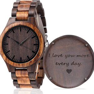 Engraved Wood Watch for Men Boyfriend Husband Him As Personalized Anniversary